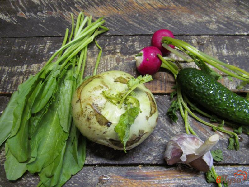 Фото приготовление рецепта: Салат из редиски с капустой кольраби шаг №1