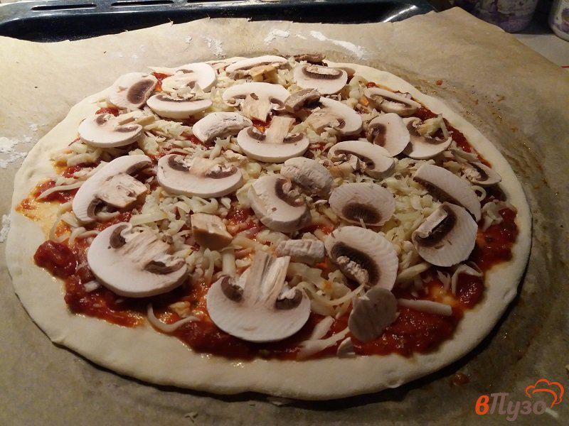 Фото приготовление рецепта: Пицца  с грибами шаг №10