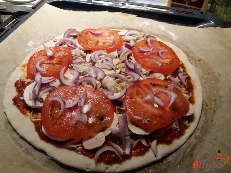 Фото приготовление рецепта: Пицца  с грибами шаг №11