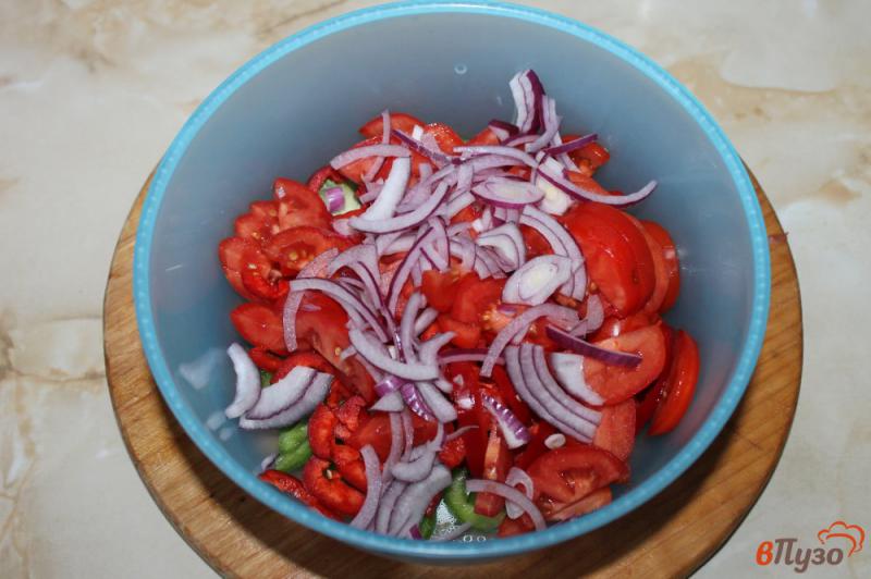 Фото приготовление рецепта: Овощной салат с красным луком шаг №3