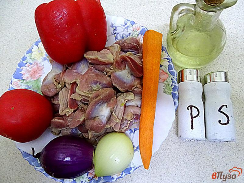 Фото приготовление рецепта: Куриные желудки с овощами шаг №1