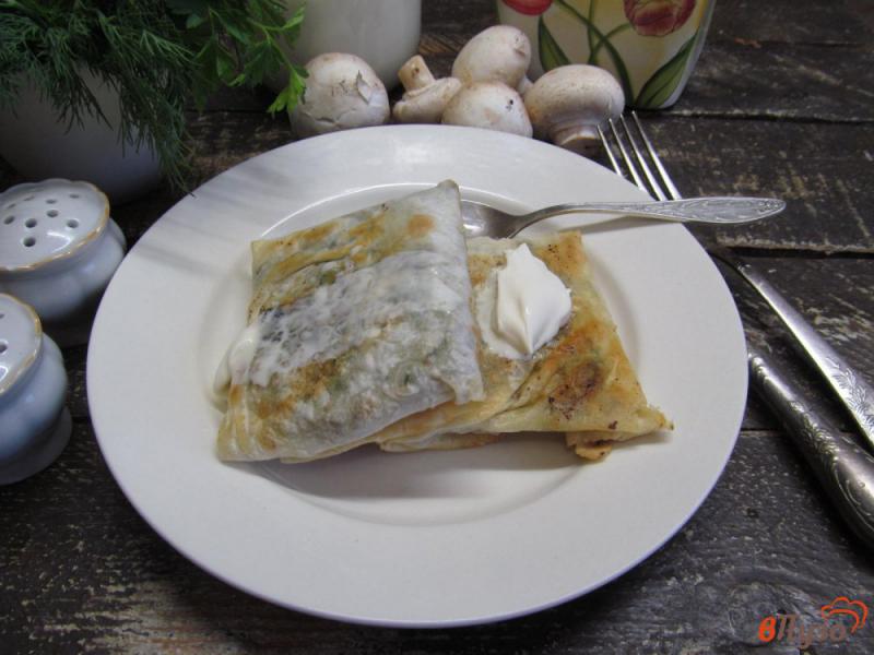 Фото приготовление рецепта: Пирожки из лаваша с грибами и баклажаном шаг №8