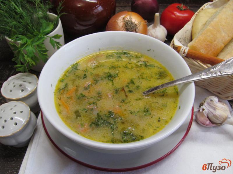 Фото приготовление рецепта: Фасолевый суп с колбасой и щавелем шаг №8