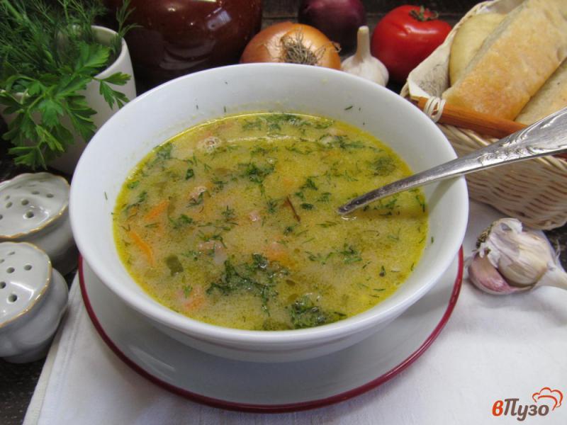 Фото приготовление рецепта: Фасолевый суп с колбасой и щавелем шаг №9