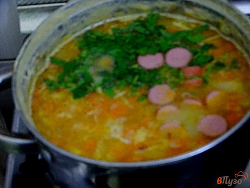 Фото приготовление рецепта: Гороховый суп с тыквой и сосисками. Рецеп очень прост и я думаю (быстрый) шаг №8