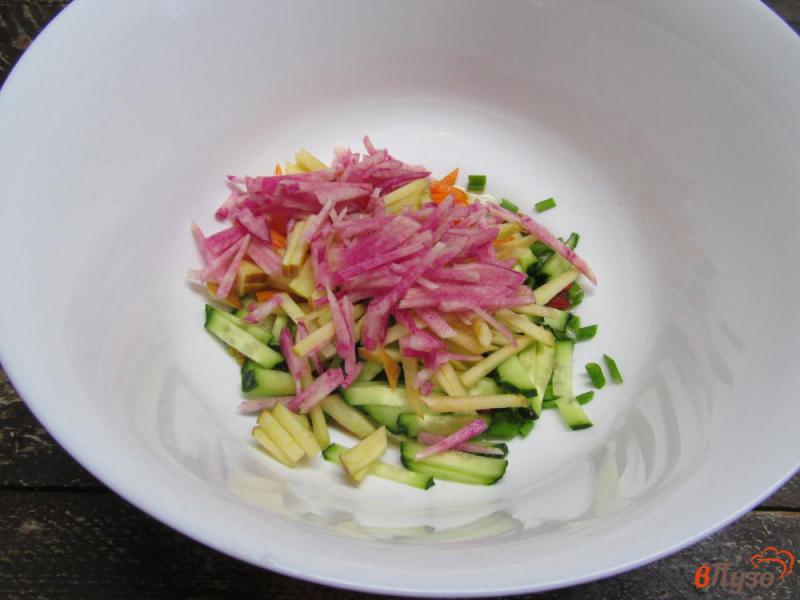 Фото приготовление рецепта: Свежий салат из моркови редьки и яблок шаг №4