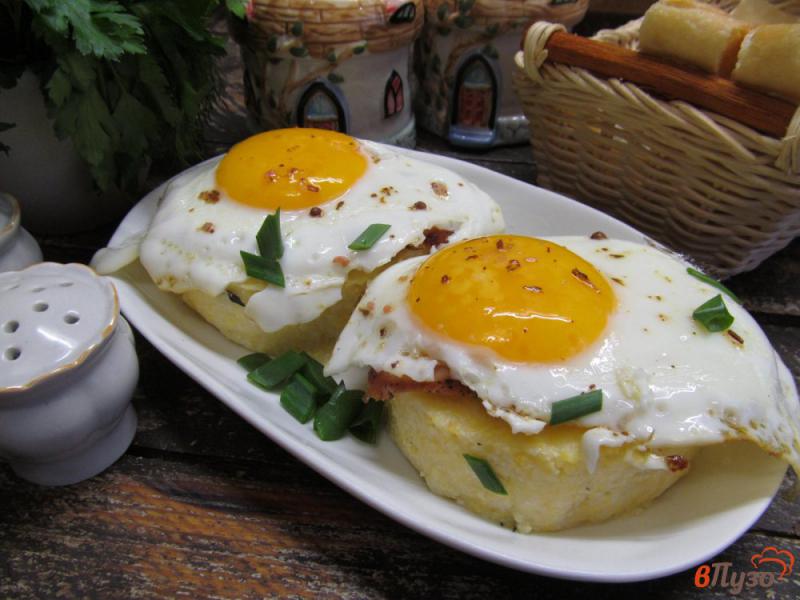 Фото приготовление рецепта: Бутерброды из поленты с яйцом и бужениной шаг №9