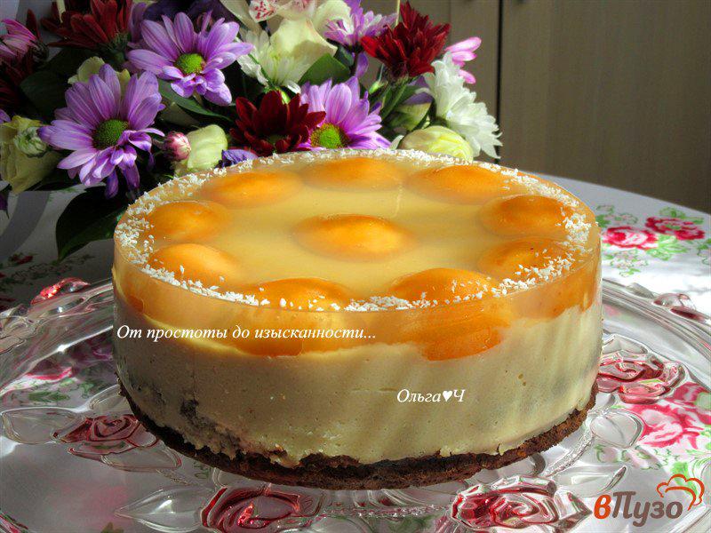 Фото приготовление рецепта: Арахисовый торт с абрикосами шаг №9