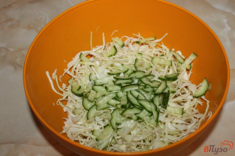 Фото приготовление рецепта: Салат из капусты с огурцом и красным сладким перцем шаг №2