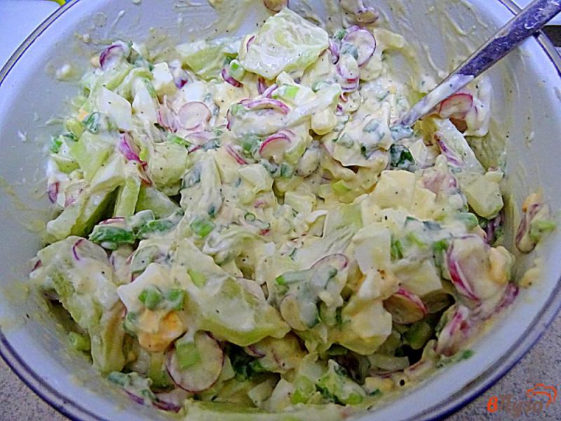 Фото приготовление рецепта: Салат из редиса и огурца шаг №7