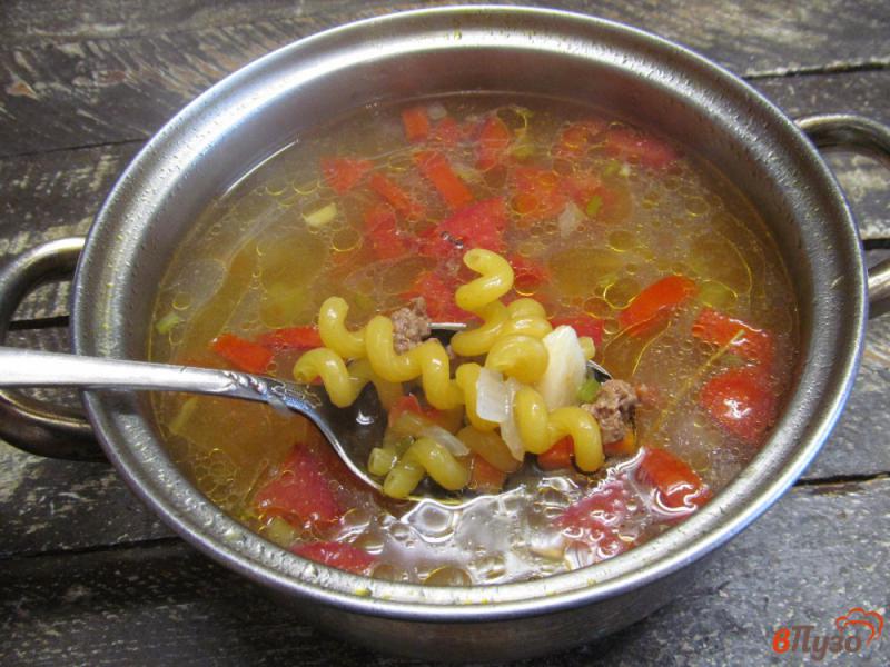 Фото приготовление рецепта: Суп с пастой овощами и мясным фаршем шаг №5