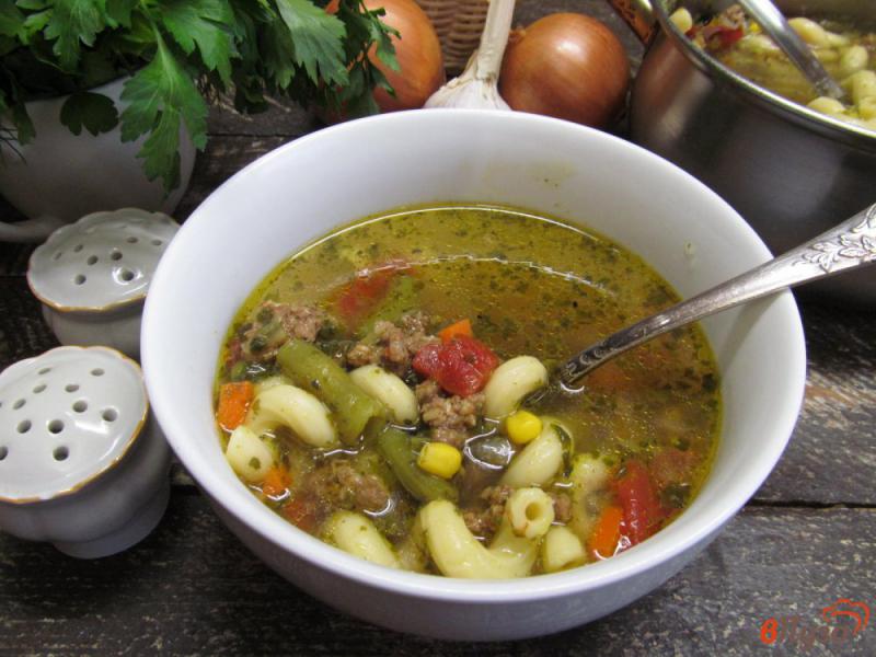 Фото приготовление рецепта: Суп с пастой овощами и мясным фаршем шаг №8
