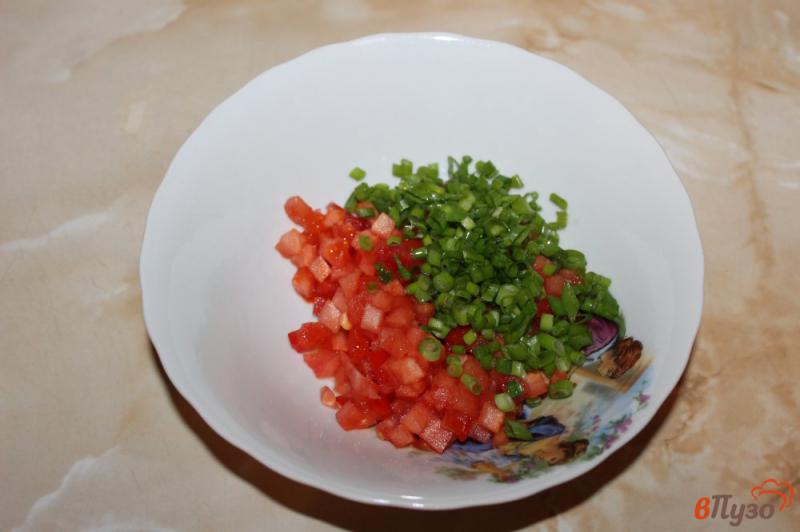 Фото приготовление рецепта: Намазка из феты, помидора и зеленого лука шаг №2