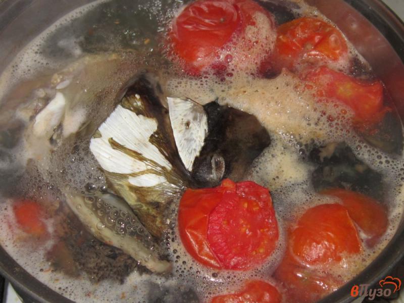 Фото приготовление рецепта: Рыбный суп из головы толстолобика с помидорами шаг №3