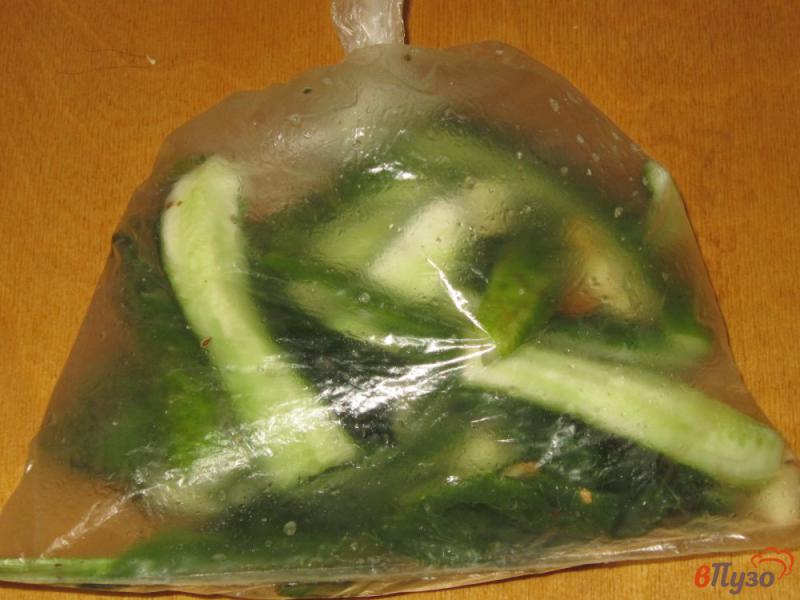 Фото приготовление рецепта: Огурцы малосольные в пакете с хреном и семенами укропа шаг №4