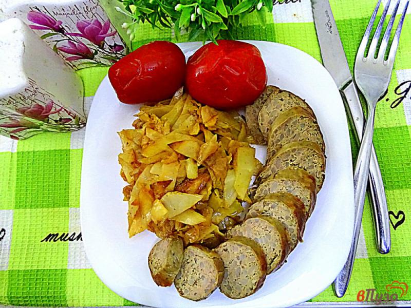 Фото приготовление рецепта: Печёночные колбаски с фаршем и рисом шаг №13