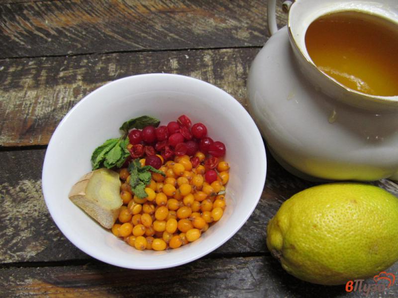 Фото приготовление рецепта: Согревающий чай из облепихи с имбирем и лимоном шаг №1