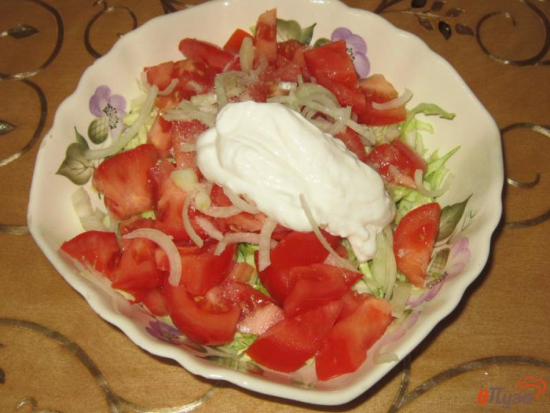 Фото приготовление рецепта: Салат с капустой и помидорами в сметане шаг №3