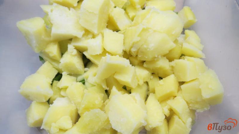 Фото приготовление рецепта: Салат картофельный с колбасой шаг №3