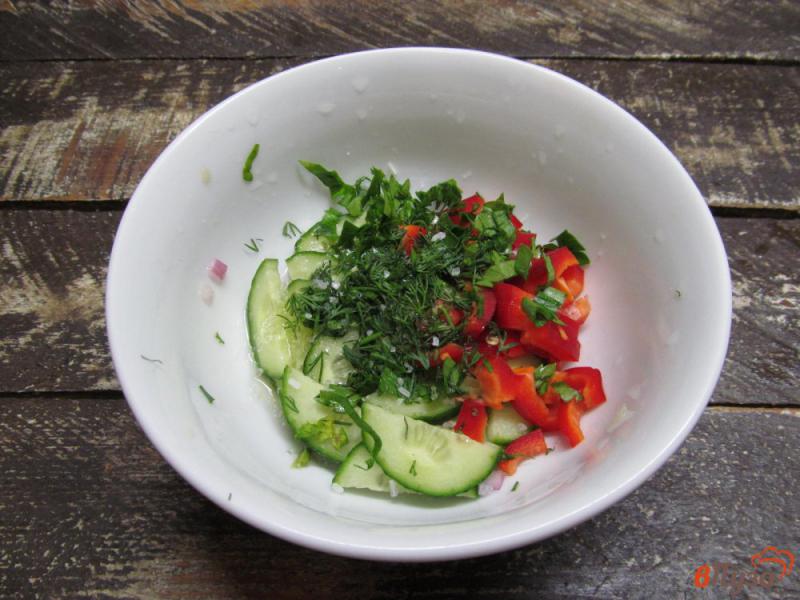 Фото приготовление рецепта: Греческий салат из огурцов шаг №4