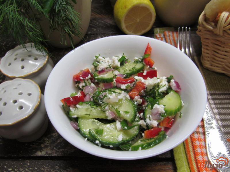 Фото приготовление рецепта: Греческий салат из огурцов шаг №6