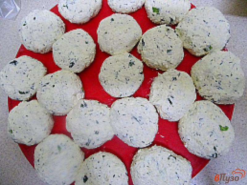 Фото приготовление рецепта: Сырники солёные с зелёным луком, укропом и чесноком, острые шаг №5