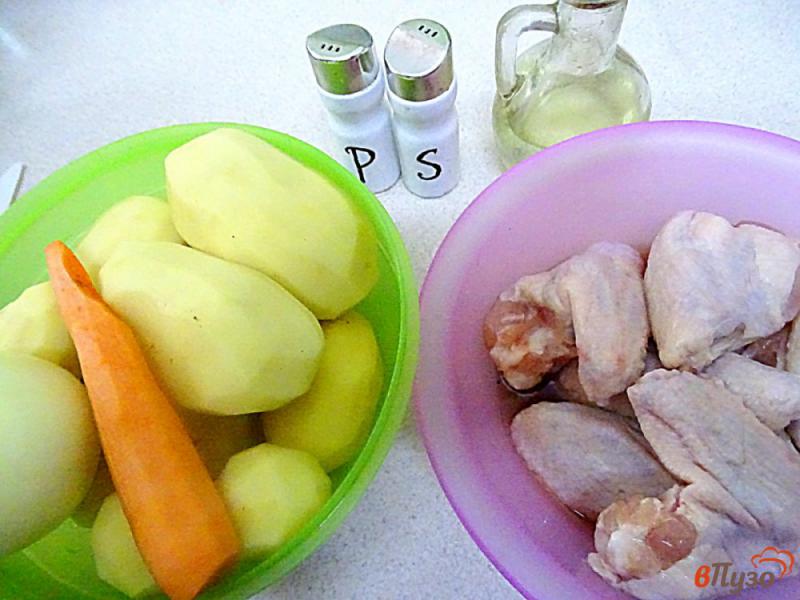 Фото приготовление рецепта: Жаркое из куриных крылышек и картофеля. шаг №1