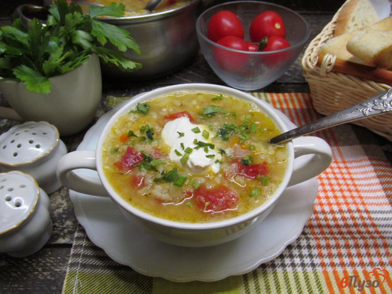 Фото приготовление рецепта: Рисовый суп с чечевицей и куриными потрохами шаг №8