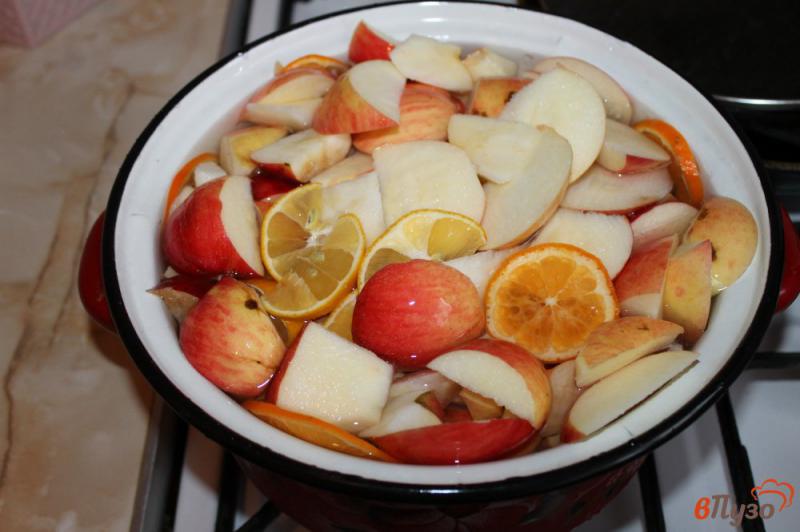 Фото приготовление рецепта: Яблочно - цитрусовый напиток шаг №3