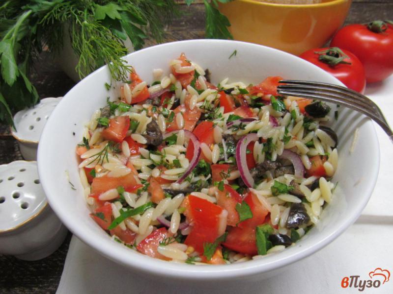 Фото приготовление рецепта: Средиземноморский салат с пастой орзо шаг №9