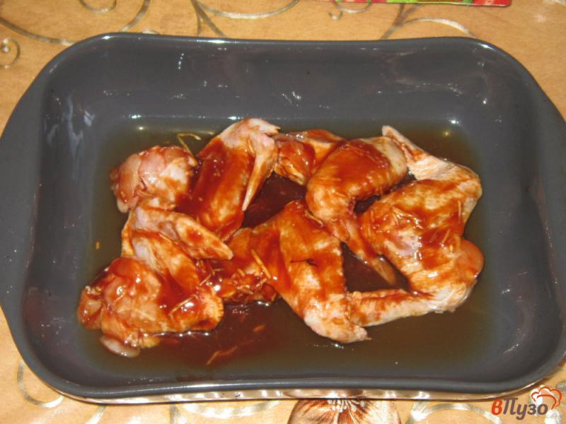 Фото приготовление рецепта: Куриные крылышки в духовке в кетчупе и соевом соусе шаг №3