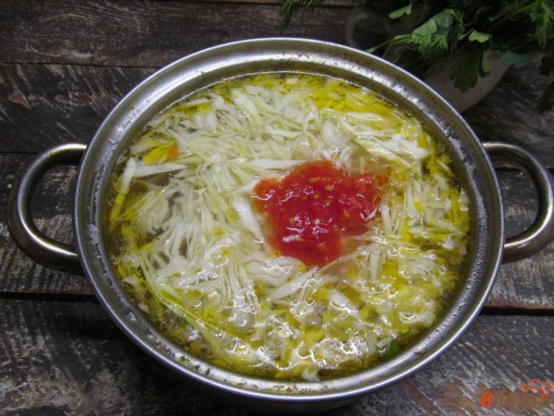 Фото приготовление рецепта: Овощной суп с нутом и мясным фаршем шаг №6