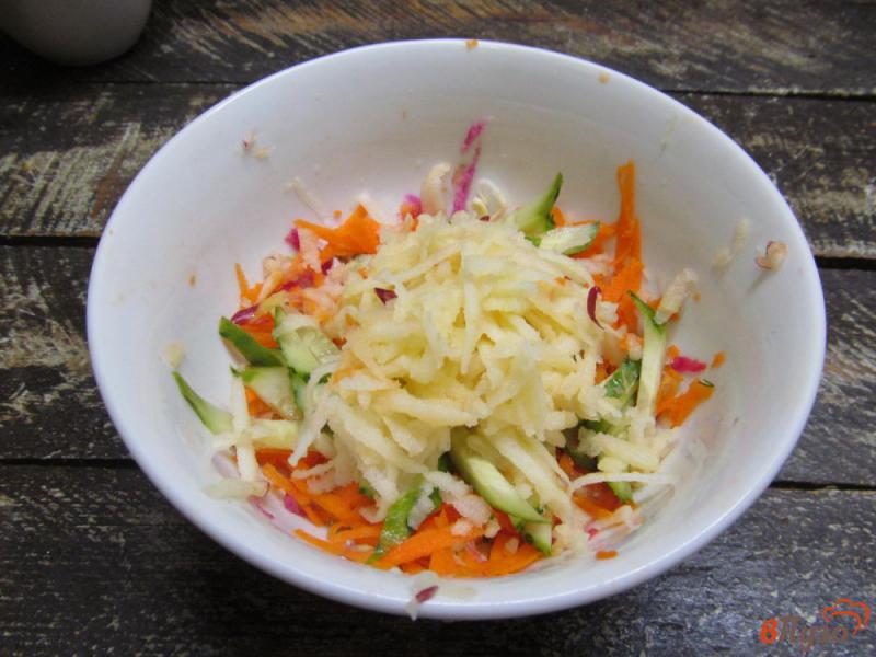 Фото приготовление рецепта: Свежий салат из сельдерея редьки и яблока шаг №7