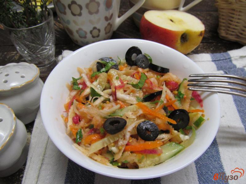 Фото приготовление рецепта: Свежий салат из сельдерея редьки и яблока шаг №9