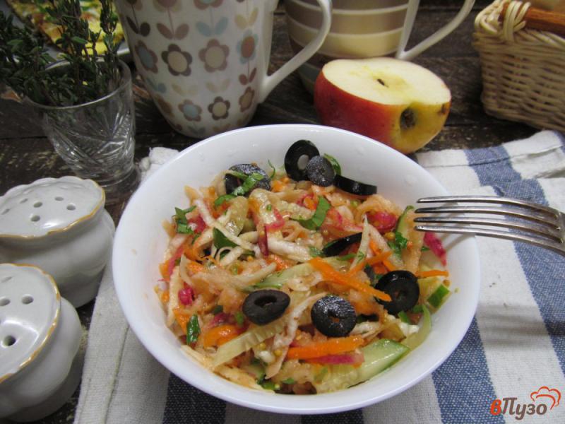 Фото приготовление рецепта: Свежий салат из сельдерея редьки и яблока шаг №10