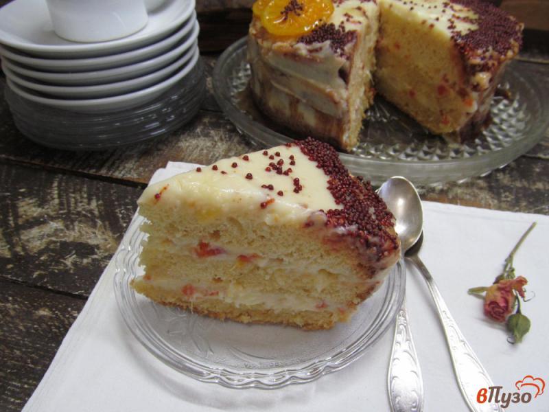 Фото приготовление рецепта: Бисквитный торт с заварным кремом шаг №22