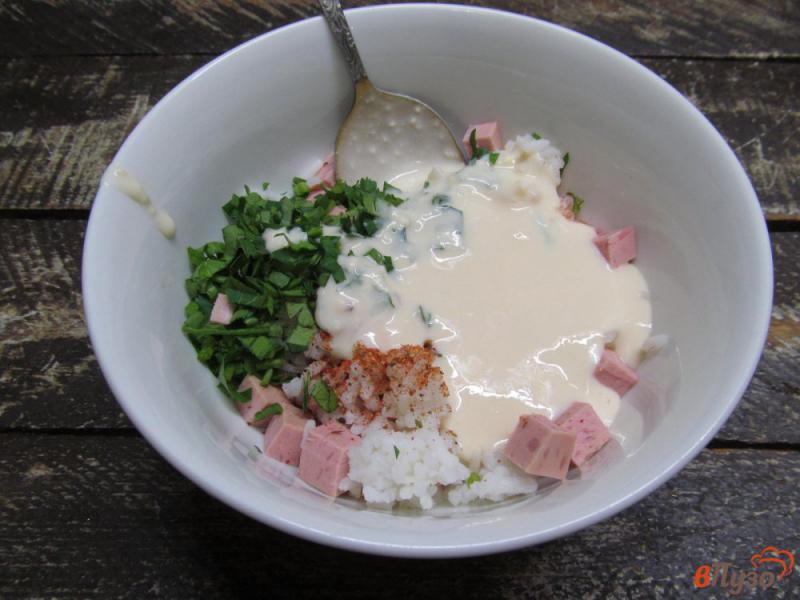 Фото приготовление рецепта: Яйца кокот с рисом шаг №4