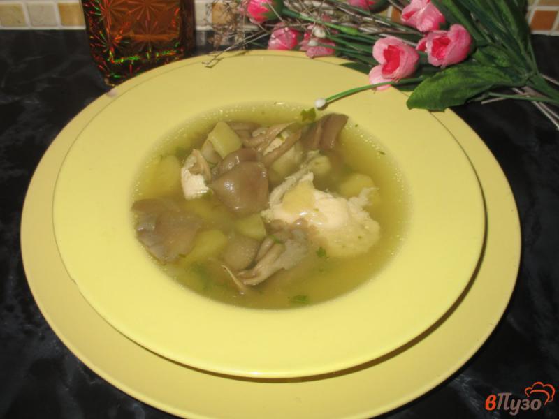 Фото приготовление рецепта: Суп куриный с вешенками шаг №5