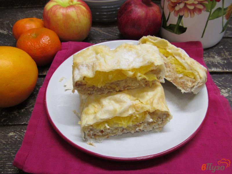 Фото приготовление рецепта: Пирог из лаваша с апельсином шаг №9