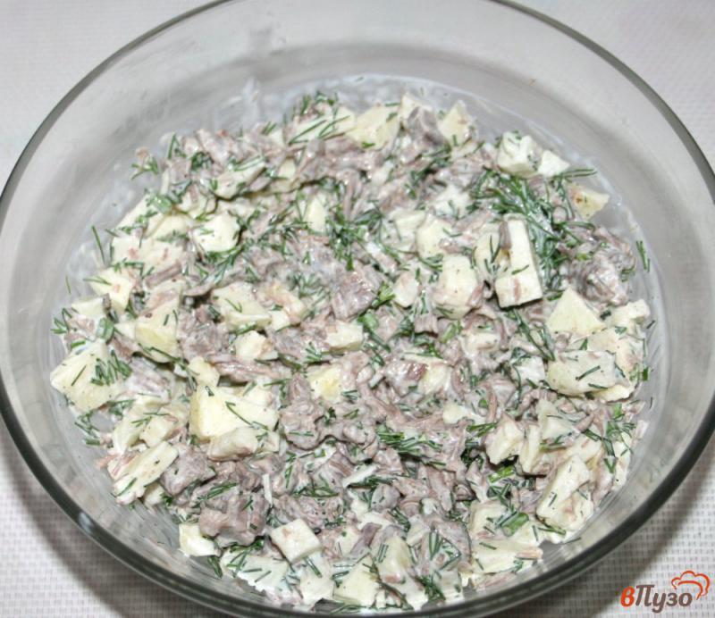 Фото приготовление рецепта: Мясной салат в тарталетках шаг №5