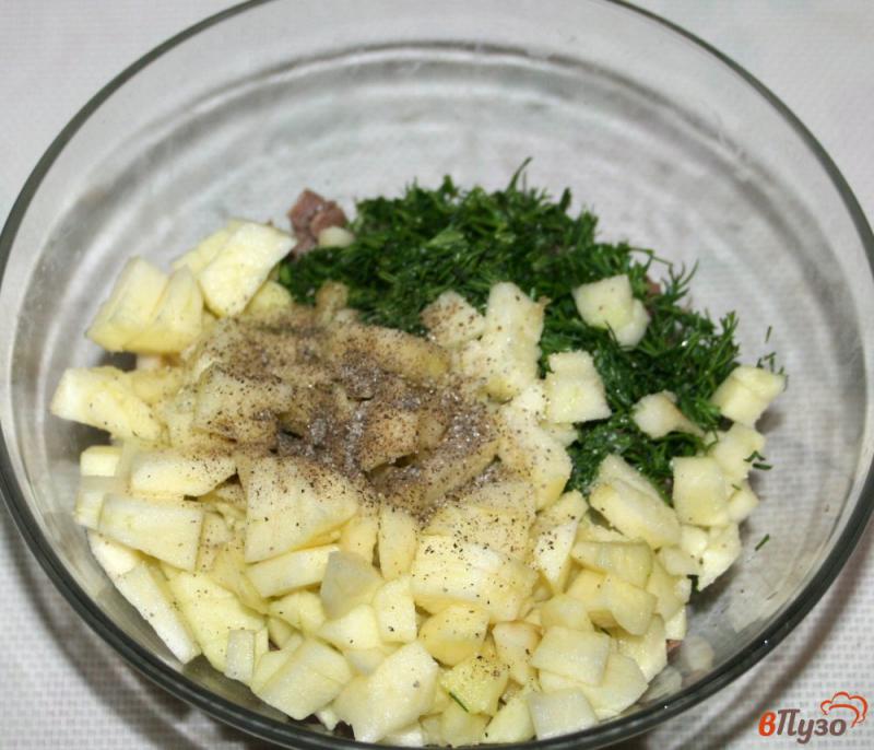 Фото приготовление рецепта: Мясной салат в тарталетках шаг №4