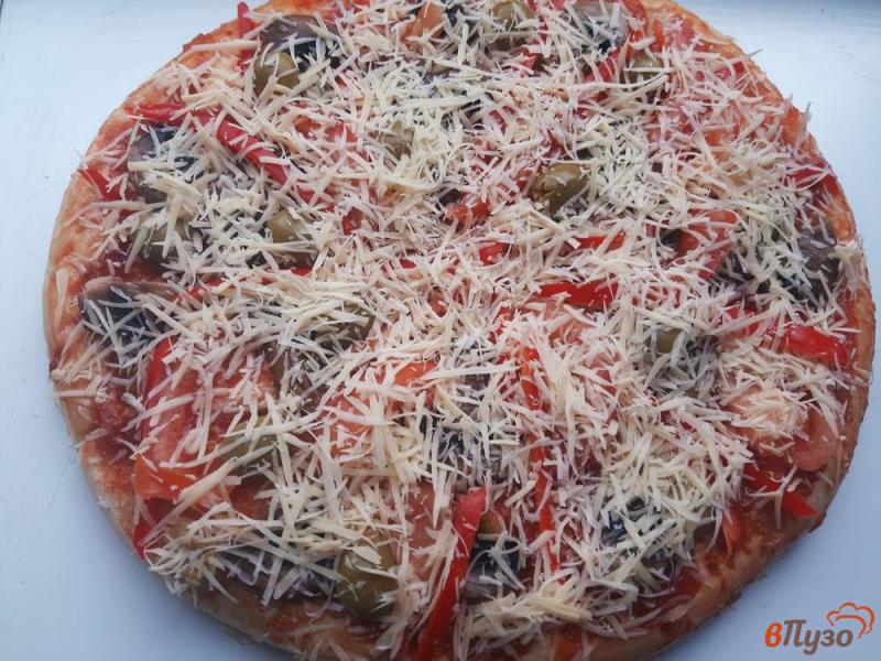Фото приготовление рецепта: Пицца грибная шаг №9