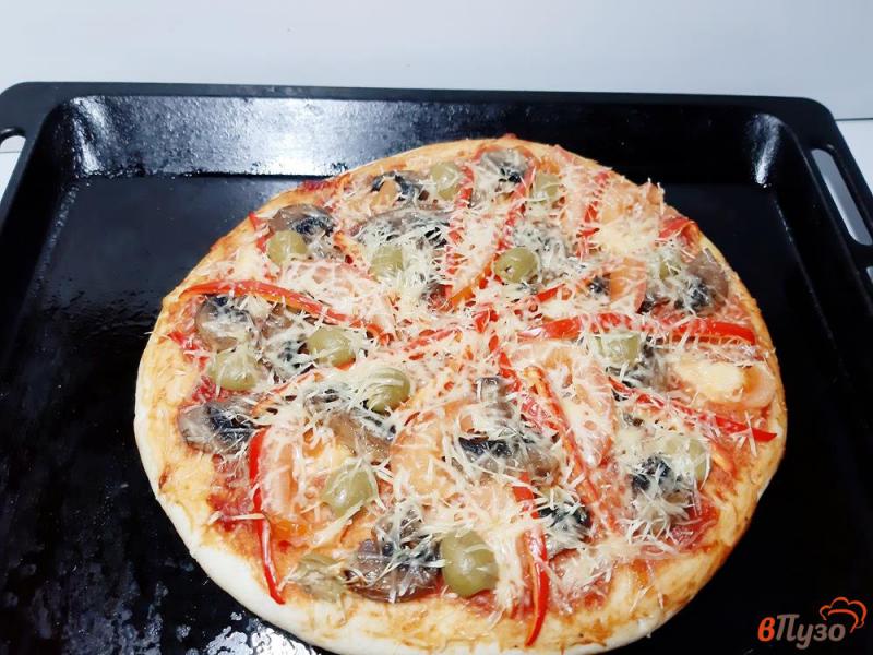 Фото приготовление рецепта: Пицца грибная шаг №10