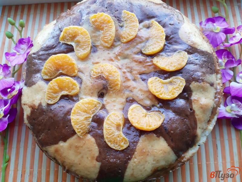 Фото приготовление рецепта: Торт «Зебра» с мандаринами шаг №20