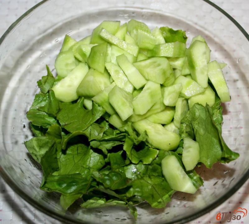 Фото приготовление рецепта: Салат с печенью и овощами шаг №5