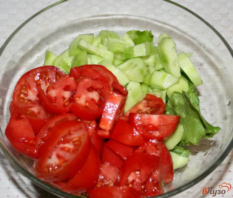 Фото приготовление рецепта: Салат с печенью и овощами шаг №6