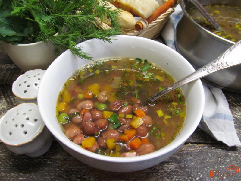 Фото приготовление рецепта: Овощной суп с горошком и ветчиной шаг №6