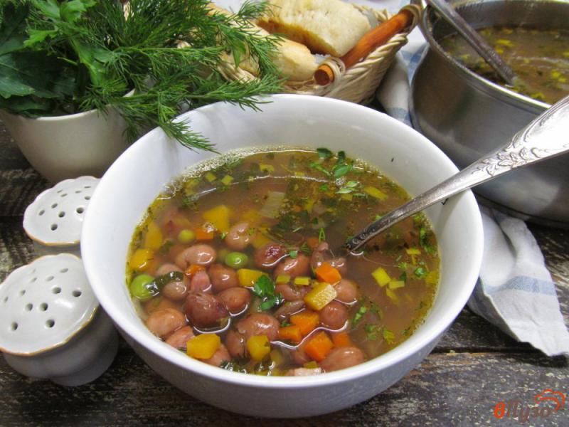 Фото приготовление рецепта: Овощной суп с горошком и ветчиной шаг №7