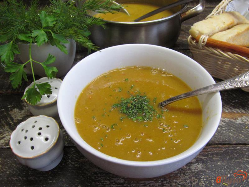 Фото приготовление рецепта: Тыквенный суп пюре с фасолью шаг №11