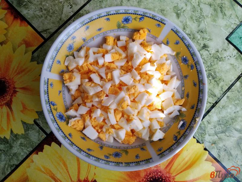 Фото приготовление рецепта: Салат из варено-копчёной колбасы, сыра, огурца, яиц шаг №4